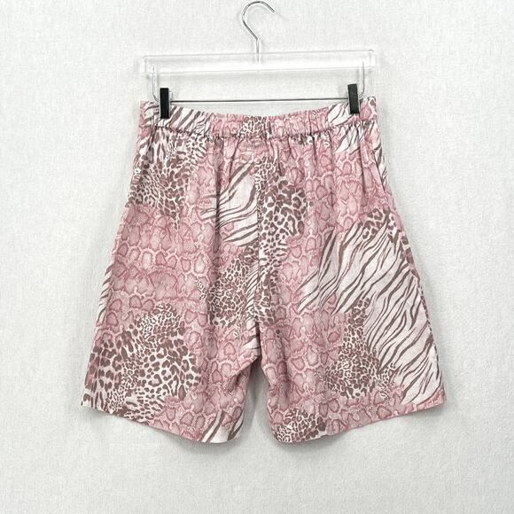 JOHNNY WAS Jayla Linen Animal Print Short Womens Medium High Rise Pull On Pleat - Picture 5 of 16